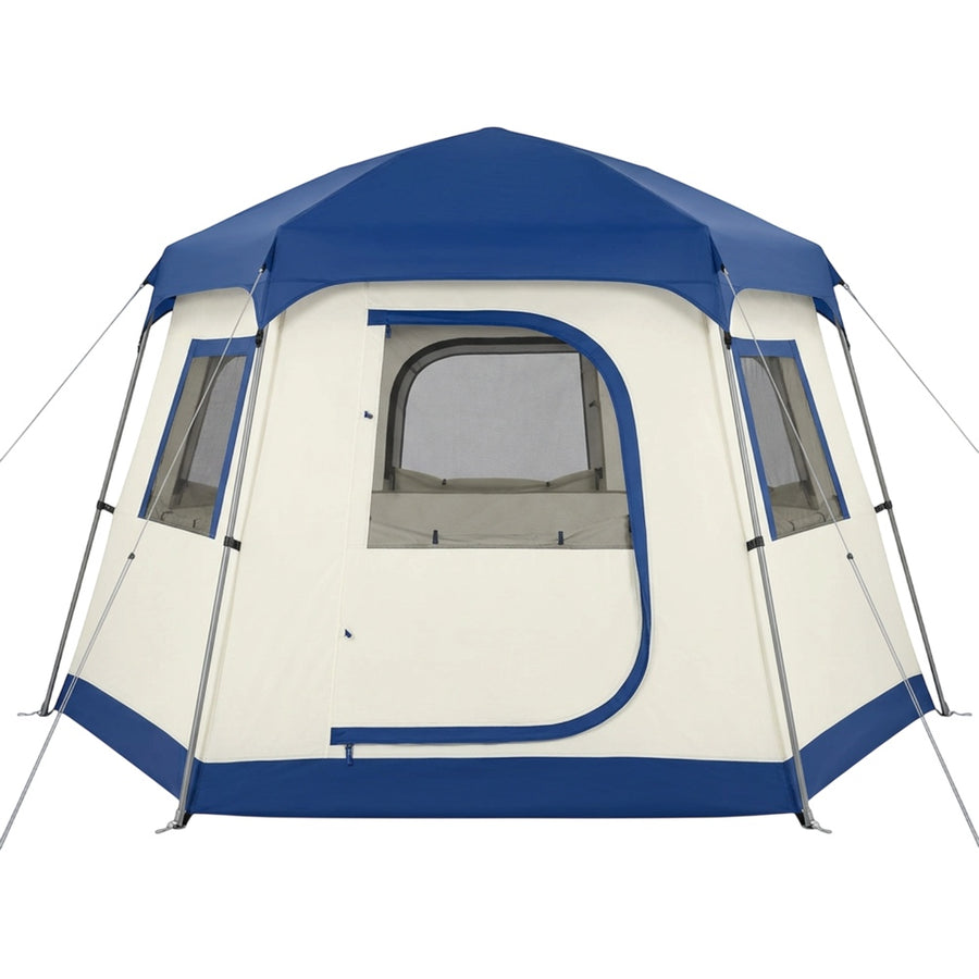 Wareo 4-Person Cabin Camping Tent 240 x 210 cm Cobalt and Ivory